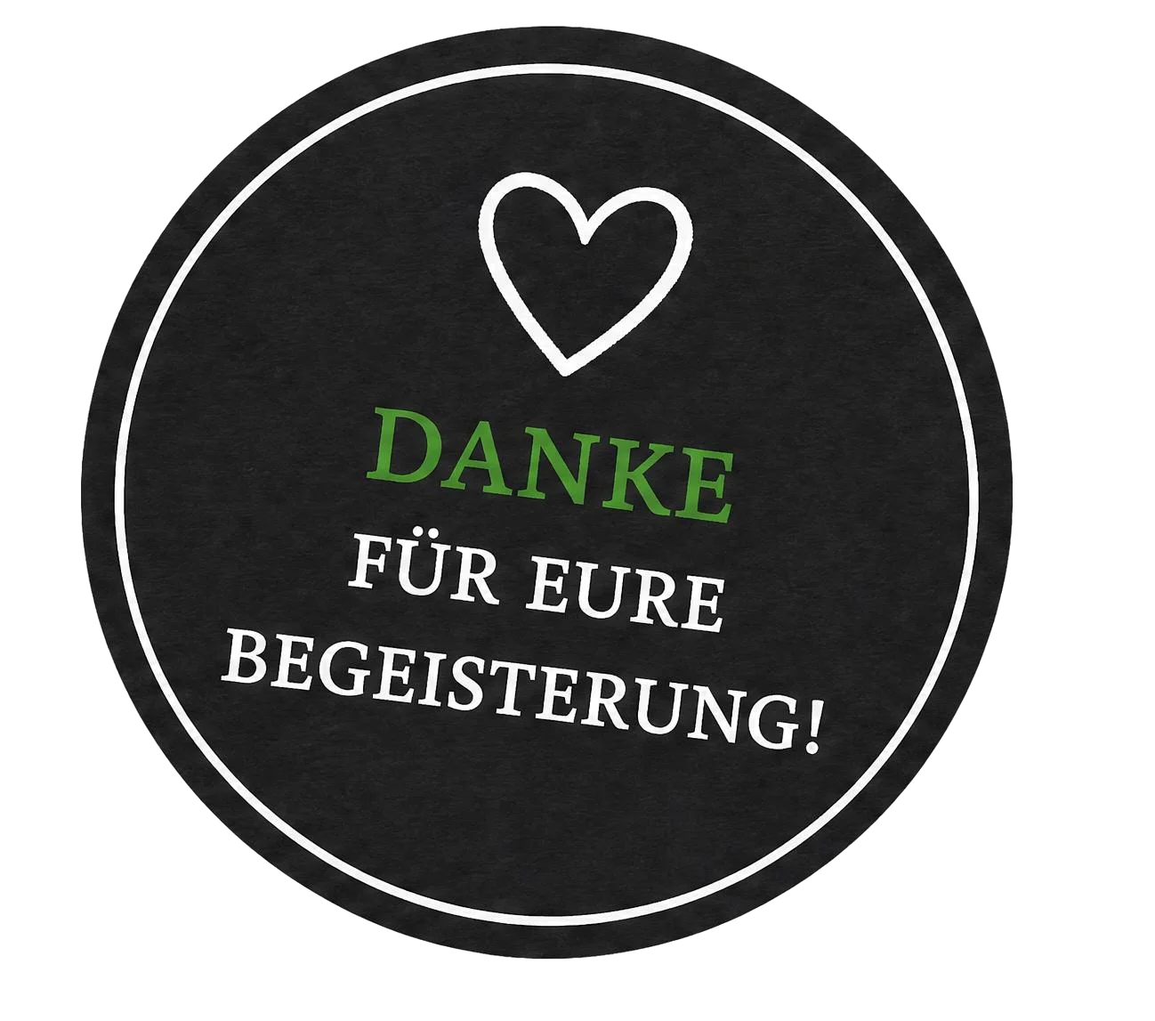 Rundes Danke-Abzeichen für Begeisterung